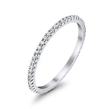 Full Eternity Stackable Wedding Ring Pave Round Simulated CZ 925 Sterling Silver