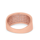 Half Eternity Wedding Rings Band 6 Row Pave Simulated CZ 925 Sterling Silver