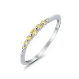 Thin Half Eternity Wedding Band Ring Round Simulated CZ 925 Sterling Silver