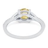 Art Deco Wedding Engagement Bridal Ring Round Simulated Blue Sapphire Cubic Zirconia 925 Sterling Silver