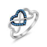 Infinity Heart Promise Eternity Ring Simulated CZ 925 Sterling Silver