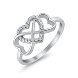 Infinity Heart Promise Eternity Ring Simulated CZ 925 Sterling Silver