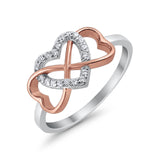 Infinity Heart Promise Eternity Ring Simulated CZ 925 Sterling Silver