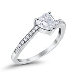 Heart Promise Ring Simulated Round Cubic Zirconia 925 Sterling Silver