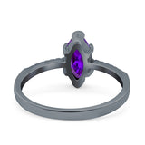 Marquise Solitaire Accent Dazzling Wedding Engagement Ring Round Simulated Cubic Zirconia 925 Sterling Silver