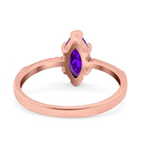 Marquise Solitaire Accent Dazzling Wedding Engagement Ring Round Simulated Cubic Zirconia 925 Sterling Silver