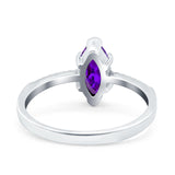 Marquise Solitaire Accent Dazzling Wedding Engagement Ring Round Simulated Cubic Zirconia 925 Sterling Silver