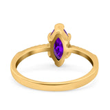 Marquise Solitaire Accent Dazzling Wedding Engagement Ring Round Simulated Cubic Zirconia 925 Sterling Silver