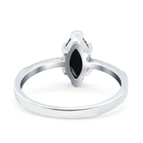 Marquise Solitaire Accent Dazzling Wedding Engagement Ring Round Simulated Cubic Zirconia 925 Sterling Silver