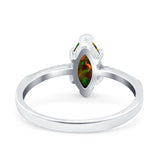 Marquise Solitaire Accent Dazzling Wedding Engagement Ring Round Simulated Cubic Zirconia 925 Sterling Silver