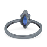 Marquise Solitaire Accent Dazzling Wedding Engagement Ring Round Simulated Cubic Zirconia 925 Sterling Silver