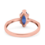 Marquise Solitaire Accent Dazzling Wedding Engagement Ring Round Simulated Cubic Zirconia 925 Sterling Silver