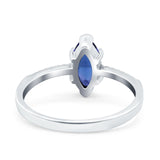 Marquise Solitaire Accent Dazzling Wedding Engagement Ring Round Simulated Cubic Zirconia 925 Sterling Silver