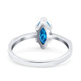 Marquise Solitaire Accent Dazzling Wedding Engagement Ring Round Simulated Cubic Zirconia 925 Sterling Silver