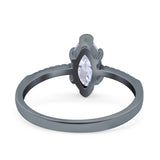 Marquise Solitaire Accent Dazzling Wedding Engagement Ring Round Simulated Cubic Zirconia 925 Sterling Silver