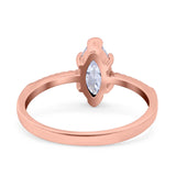 Marquise Solitaire Accent Dazzling Wedding Engagement Ring Round Simulated Cubic Zirconia 925 Sterling Silver
