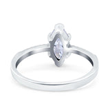 Marquise Solitaire Accent Dazzling Wedding Engagement Ring Round Simulated Cubic Zirconia 925 Sterling Silver