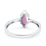 Marquise Solitaire Accent Dazzling Wedding Engagement Ring Round Simulated Cubic Zirconia 925 Sterling Silver