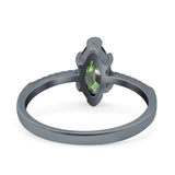 Marquise Solitaire Accent Dazzling Wedding Engagement Ring Round Simulated Cubic Zirconia 925 Sterling Silver