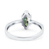 Marquise Solitaire Accent Dazzling Wedding Engagement Ring Round Simulated Cubic Zirconia 925 Sterling Silver