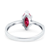 Marquise Solitaire Accent Dazzling Wedding Engagement Ring Round Simulated Cubic Zirconia 925 Sterling Silver