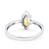 Marquise Solitaire Accent Dazzling Wedding Engagement Ring Round Simulated Cubic Zirconia 925 Sterling Silver
