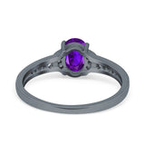 Engagement Ring Oval Simulated Cubic Zirconia Accent 925 Sterling Silver
