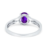 Engagement Ring Oval Simulated Cubic Zirconia Accent 925 Sterling Silver