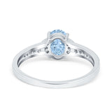 Engagement Ring Oval Simulated Cubic Zirconia Accent 925 Sterling Silver