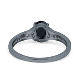 Engagement Ring Oval Simulated Cubic Zirconia Accent 925 Sterling Silver