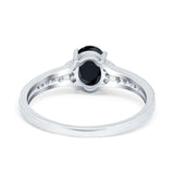 Engagement Ring Oval Simulated Cubic Zirconia Accent 925 Sterling Silver