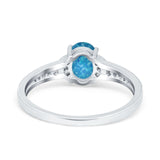 Engagement Ring Oval Simulated Cubic Zirconia Accent 925 Sterling Silver