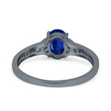 Engagement Ring Oval Simulated Cubic Zirconia Accent 925 Sterling Silver