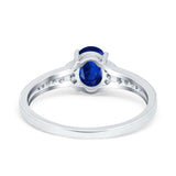 Engagement Ring Oval Simulated Cubic Zirconia Accent 925 Sterling Silver