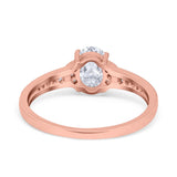 Engagement Ring Oval Simulated Cubic Zirconia Accent 925 Sterling Silver