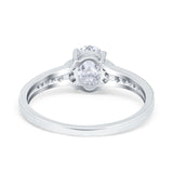 Engagement Ring Oval Simulated Cubic Zirconia Accent 925 Sterling Silver
