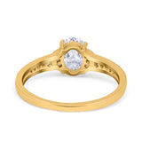 Engagement Ring Oval Simulated Cubic Zirconia Accent 925 Sterling Silver