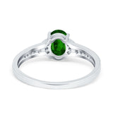 Engagement Ring Oval Simulated Cubic Zirconia Accent 925 Sterling Silver