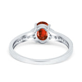 Engagement Ring Oval Simulated Cubic Zirconia Accent 925 Sterling Silver