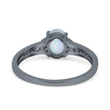Engagement Ring Oval Simulated Cubic Zirconia Accent 925 Sterling Silver