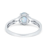 Engagement Ring Oval Simulated Cubic Zirconia Accent 925 Sterling Silver