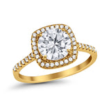 Halo Wedding Engagement Ring Round Simulated Cubic Zirconia 925 Sterling Silver