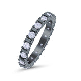 Full Eternity Stackable Ring Wedding Band Round Simulated Cubic Zirconia 925 Sterling Silver (3mm)