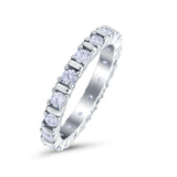 Full Eternity Stackable Ring Wedding Band Round Simulated Cubic Zirconia 925 Sterling Silver (3mm)