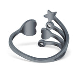 Heart and Star Ring Round Simulated Cubic Zirconia 925 Sterling Silver