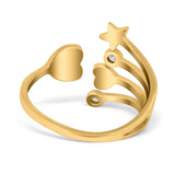 Heart and Star Ring Round Simulated Cubic Zirconia 925 Sterling Silver