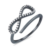 Infinity Promise Ring Round Eternity Simulated Cubic Zirconia 925 Sterling Silver