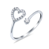 Round Heart Promise Eternity Ring Simulated Cubic Zirconia 925 Sterling Silver