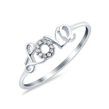 Engagement Eternity Love Ring Round Simulated Cubic Zirconia 925 Sterling Silver