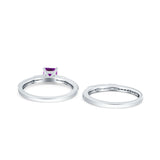 Princess Cut Baguette CZ Bridal Ring Set 925 Sterling Silver